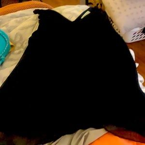 Lightweight metallic black tank top/